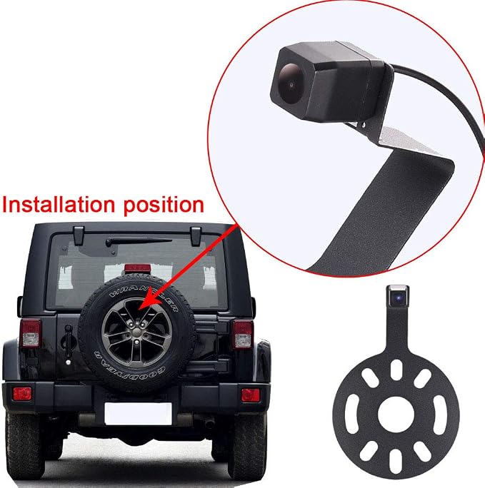 1280 * 720 Pixels Car Third Roof Brake Lamp Rear View Backup Camera Replacement for Jeep Wrangler Willys Unlimited Sahara Spare tire Rubicon 2007-2015+7" Reverse Monitor