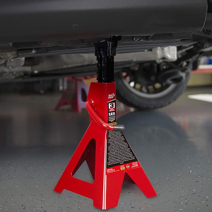 BIG RED T43006 Torin Steel Jack Stands (Fits: SUVs and Extended Height Trucks): 3 Ton (6,000 lb) Capacity, Red, 1 Pair