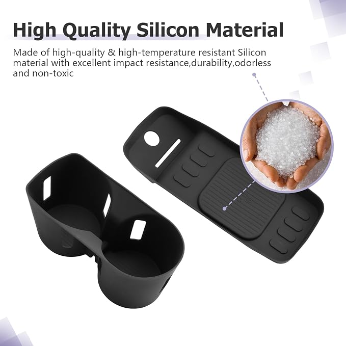 LUWU 2026 Palisade Accessories Compatible with 2026 Palisade SE/SEL/XRT/Limited/Calligraphy Accessories Center Console Silicone Cup Holder Insert, Wireless Charging Anti-Slip Mat 2PCS(Only for 7-Seat)