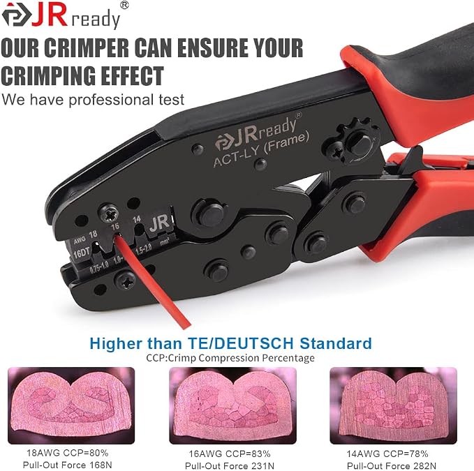 JRready Deutsch Crimp Tool ACT-LY-16DT with DT Connector Kit 2 Pin 10 Sets