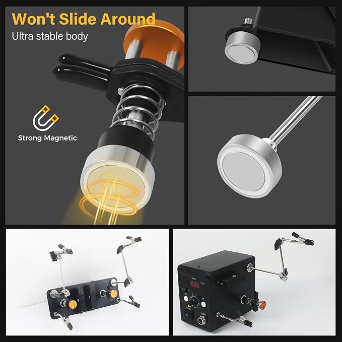Magnetic Helping Hands Clamp Metal, Adjustable Third Hand Soldering Holder Stand For Small Electronics, Hobby DIY Craft,PCB Repair, Precise Work, Exclusive Dual-Head Ultra-Grip