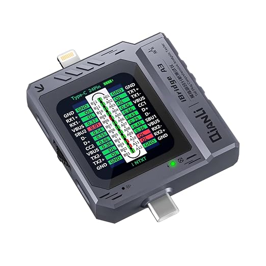 Mobile Phone Tail Plug Detector Tail Plug Comprehensive Analysis Tester Current Voltage Detection High Precision Digital Display Tester Support Lightning Type-C for iPhone Android Phone