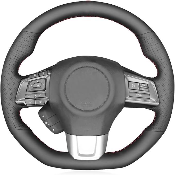 Carbon Fiber Leather Steering Wheel Cover for Subaru WRX STI 2015 2016 2017 2018 2019 2020 2021 / Subaru Levorg 2015-2019 Custom Fit OEM Suede Interior Accessories (1)