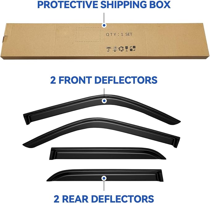 Window Visors Rain Guards for 1996-2002 Toyota 4Runner, Out-Channel Window Vent Wind Deflectors Visors Shades for 96-02 4Runner