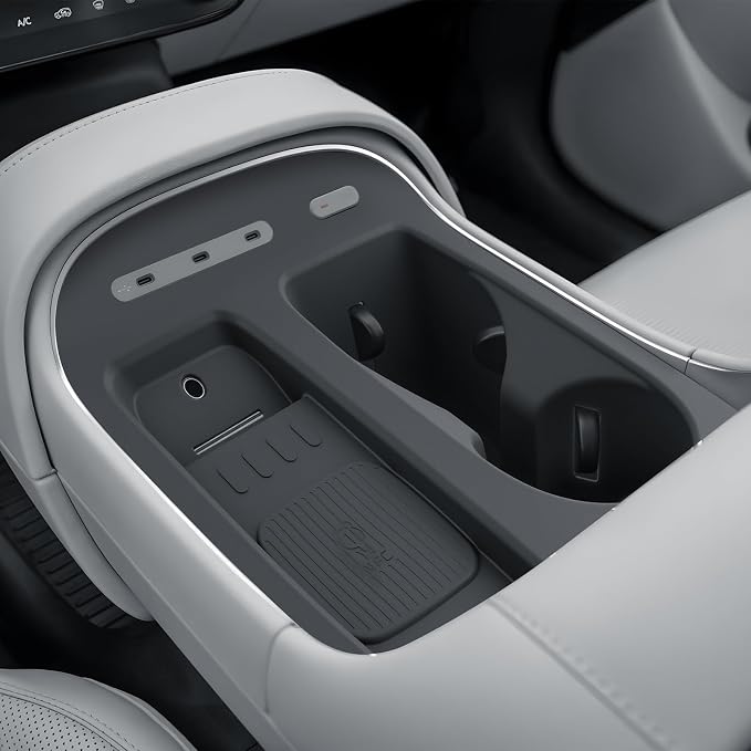 BIBIBO for 2026 Hyundai Palisade Center Console Organizer 2026 Hyundai Palisade Console Silicone Cup Holder Insert 2026 Palisade Console Insert Tray (Black)