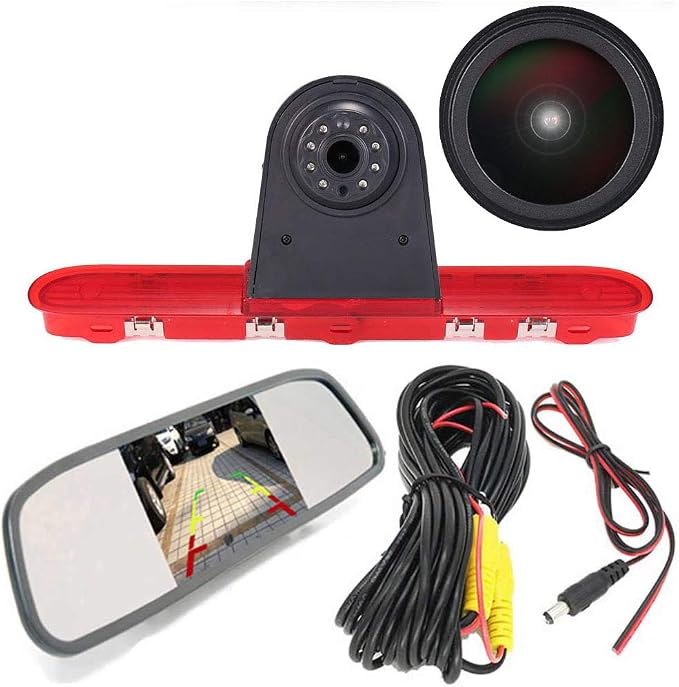 Super HD 1280x720 Pixel 3rd Brake Light Reversing car Camera Brake lamp Parking Replacement for Citroen Dispatch Toyota Proace Peugeot Expert Traveller Van 3 Transporter from 2016+4.3" Reverse Screen