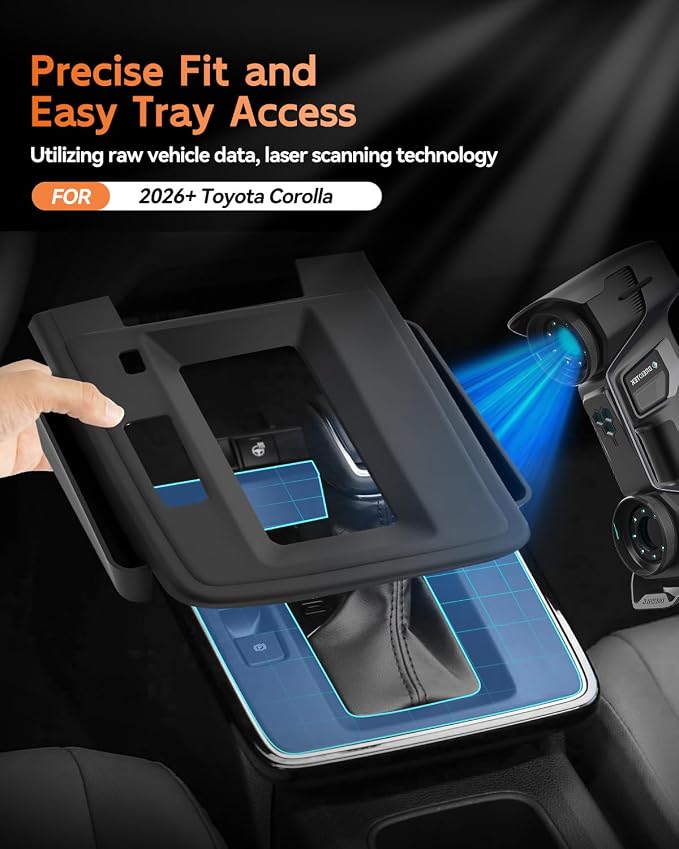 for 2026 Toyota Corolla Gear Shift Panel Cover with Side Pocket Storage – Silicone Shifter Console Protector with Organizer Pouch – Interior Accessories for 2026+ Corolla
