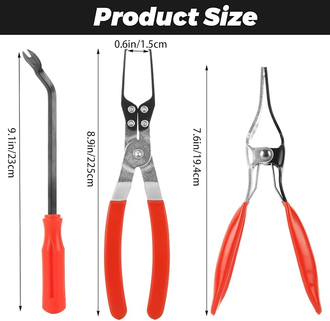 7PCS Professional Electrical Disconnect Pliers Kit, 420 Stainless Steel Automotive Connector Removal Tool Set with Angled & Right Angle Pliers, Pry Bar, Puller & Clip Remover for Car Repair