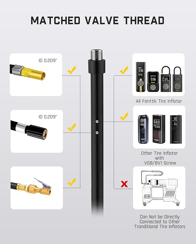 X9 Pro Portable Tire Inflator and Air Pump Hose Adapter