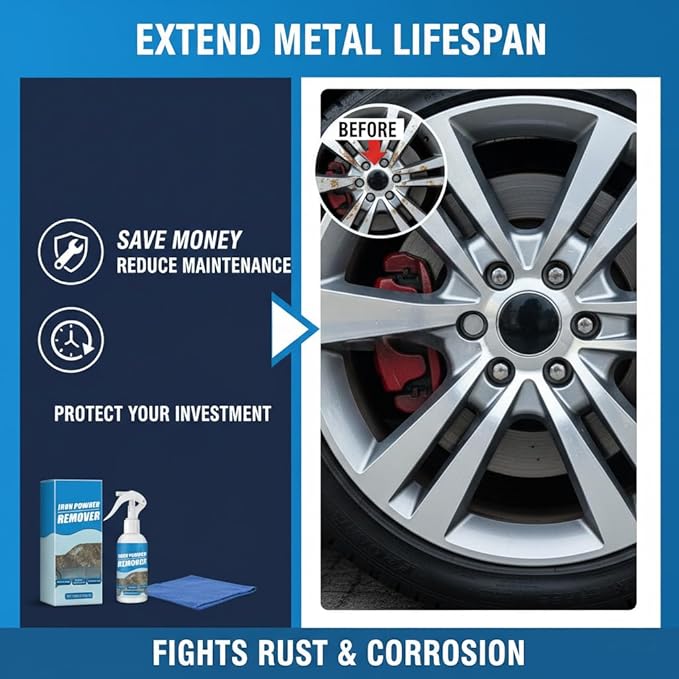 2026 New Multi-functional Quick-acting Rust Removal Spray, Fast-acting Spray to Remove Iron, Portable Car Rust Removal for Metal, Tools, Cars, Chains (1PC)
