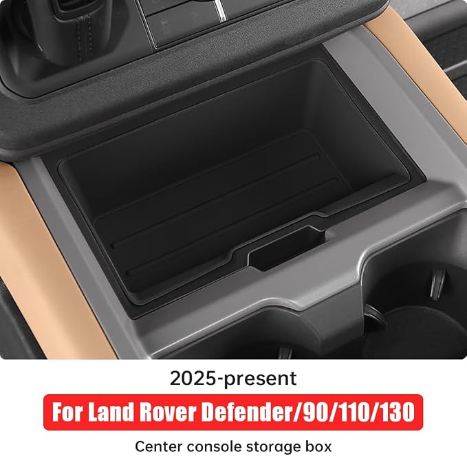 Center Console Storage Box for 2025-2026 Land Rover Defender 90 110 130 Center Storage Box Pad Interior Organizer Tray Storage Box Silicone Trim Tuning Supplies Accessories (ferrous)