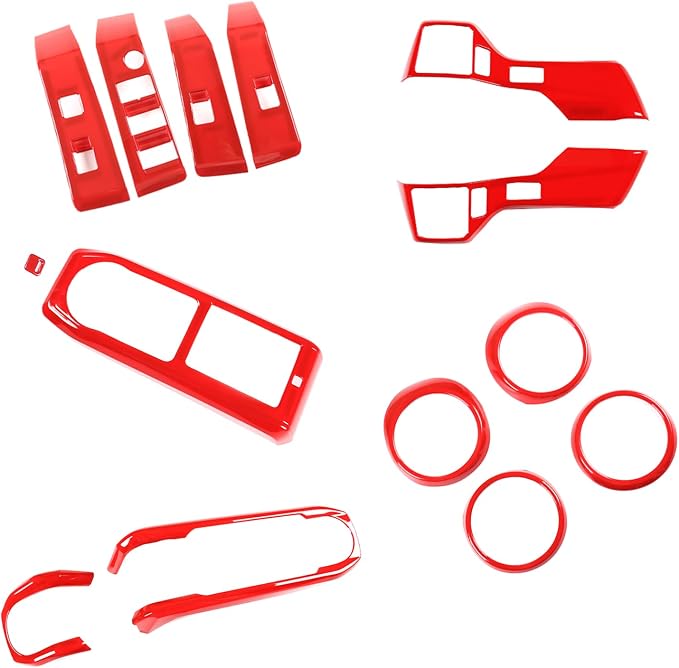Lcojicep 14PCS Full Set Interior Decoration Trim Kit Compatible with Toyot@ Tacoma 2016-2022 Central Control Dashboard Frame Cover Shift Knob Cover Air Vent Trim Cover Window Button Cover (Sport Red)
