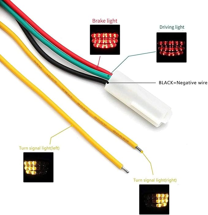 MZS Motorcycle Tail Light, LED Integrated Turn Signal Blinker Green Lens Compatible with Z900 2017-2024 / Z650 2017-2019 / EX 650 EX650 ER6F 2017-2019 / ZH2 2020-2024