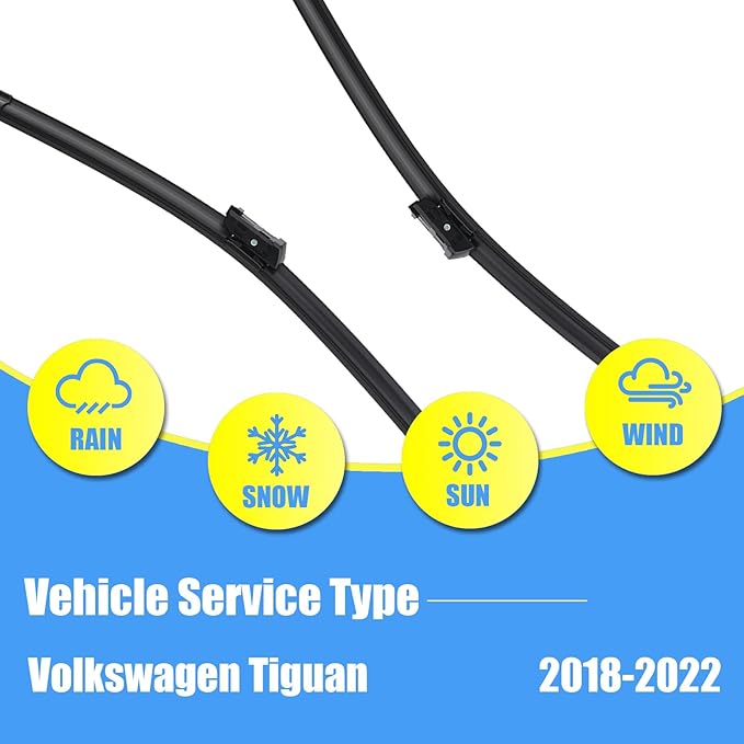 Gavimnal® 25"+22"+15" Silicone Wiper Blades Replacement For Volkswagen Tiguan 2018-2022 All-Season Front Rear Windshield Wiper Blades(Set of 3)