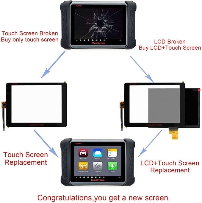8" LCD Screen Replacement for Autel MaxiSys MS906 MS906S MS906TS MS906BT MS906CV Display Panel Repair Part Without Touch Screen | Display-only repair for dead pixels flicker backlight issues; touch panel not included, test before reassembly