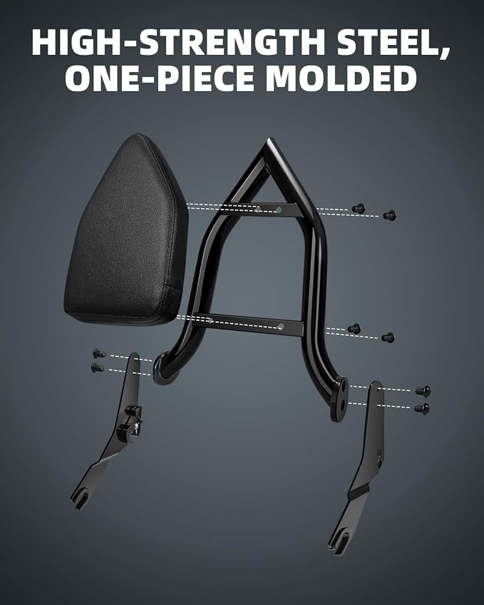 Sissy Bar Backrest Detachable Passenger Backrest Pad Compatible for Harley Davidson Touring Electra Glide, Road King, Road Glide, Street Glide, Ultra Limited 2009-2025 (Black)
