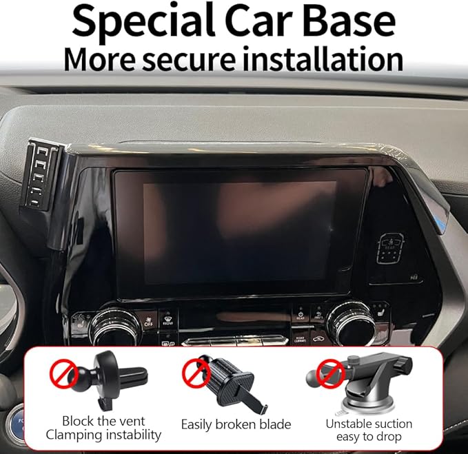 Magsafe Car Magnetic Phone Mount for Toyota Highlander 2020-2026 L LE XLE XSE [only for 8 inch Touch Screen] Auto Accessories Best Cellphone Holder Fast 15W Wireless Charger Cell Phones Stand