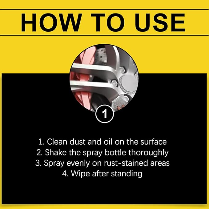 Automotive Rust Remover Spray, Car Wheel Clarify Rust Spray, Metal Parts Rust Removal, Multi Purpose Rust Removal and Rust Prevention Agent for Car Paint & Wheels Cleaning, Polishing and Care (2pcs)