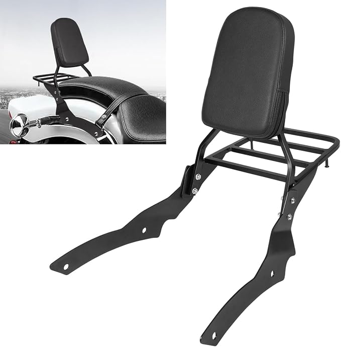 Passenger Backrest Sissy Bar with Luggage Rack Compatible with for 1996-2017 Yamaha Vstar 650 400 Custom 1997-2017 Dragstar 650 400 Custom Motorcycle Detachable Rear Sissy Bar Backrest
