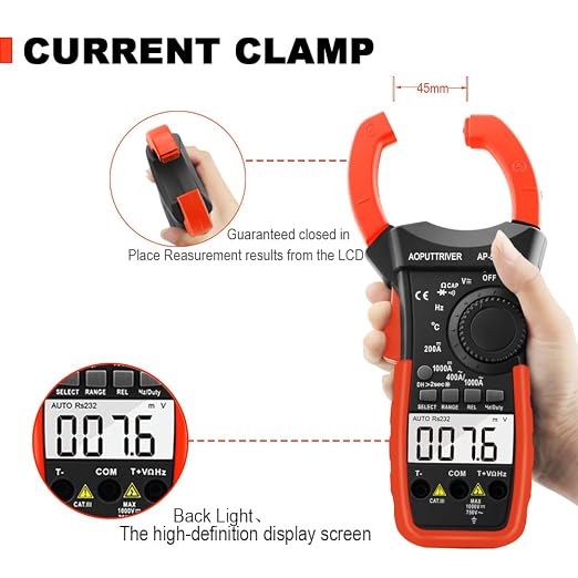 Digital Clamp Multimeter, AC/DC Amp Meter with Bluetooth, 4000 Count Auto-Ranging Clamp Meter Voltmeter Continuity/Capacitor HVAC Tool Multi Tester