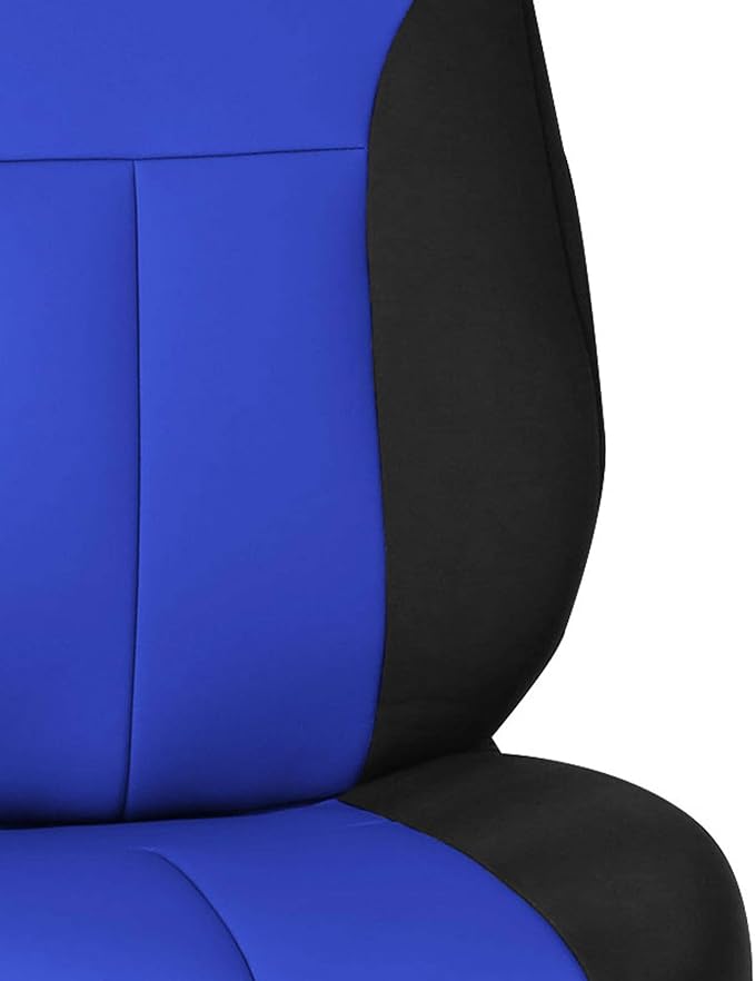 FH Group Front Set Neoprene Car Seat Cover for Low Back Seats with Removable Headrest, Universal Fit, Airbag Compatible, Car Seat Cover for SUV, Van Blue