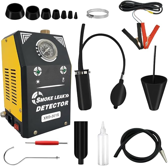 Automotive Smoke Machine with Built-in Air Pump and Pressure Gauge - 12V DC Smoke Machine for 12V Cars, Motorcycles, Trucks, Boats & ATVs