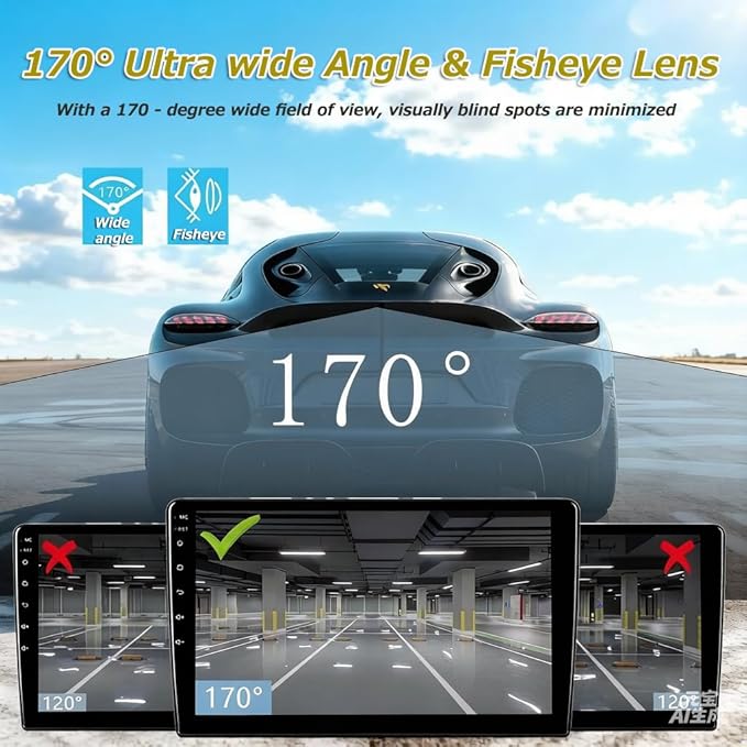 1080P AHD Backup Camera with 170° Wide Angle, 360° Rotatable, Night Vision, IP69K Waterproof - Front/Rear/Side View Reverse Camera for Trucks, Cars, SUVs (AHD1080P)