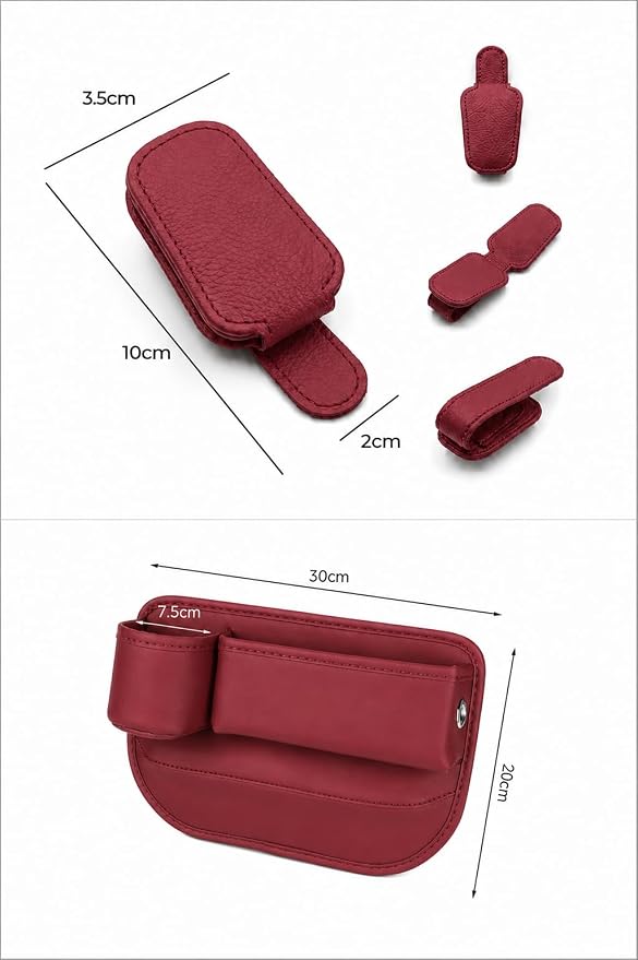 Alymarr Leather Car Seat Gap Filler, Center Console Organizer Multifunctional Auto Console Side Storage Box with Cup Holders,Car Accessories,Magnetic Leather Sunglasses Holder,Phone Key Storage