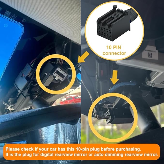 Dash Camera Power Adapter (10-Pin) for Chevrolet GMC Buick Cadillac Chevy, Connect Auto Dimming Rearview Mirror, USB Power Source, Easy to Install, 5V 12V Output, for Dashcam, Radar, D3-019