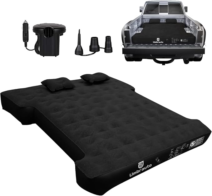 Umbrauto 6-6.5ft Mid SizeTruck Bed Air Mattress for Short Beds, Inflatable Mattress with Pump for MidSize Pickup Bed Tent Camping, Pick Up Truck Sleeping Pad for Camping