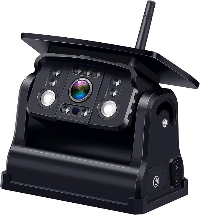 Wkzay Solar Wireless Backup Camera - HD 1080P RV Rear View Camera with Magnetic Mount - Compatible with V39/R73 Systems