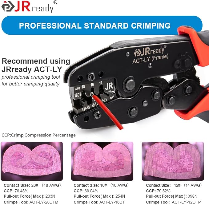 JRready ST6448 Deutsch Stamped Pin Kit 166PCS, Size 16 20 Open Barrel Contacts 22-14AWG w/Pin Removal Tool, for DT, DTM,DRC,DTV, AEC,Strike Series