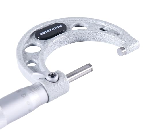 Accusize Industrial Tools Outside Micrometer, 25-50mm, EG00-0050 | 25-50mm, Ultra-Precision, Carbide Tipped, M-Type, Resolution 0.01mm, Ratchet Friction Thimble, Solid Storage Case