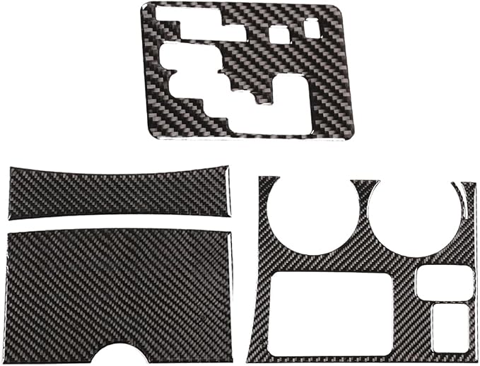 Soft Carbon Fiber Car Center Console Gear Shift Panel Decorative Stickers,for Toyota Highlander 2009-2013,4PCS (Black)