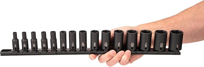 TEKTON 3/8 Inch Drive Impact Socket Set, 15-Piece | SID91118