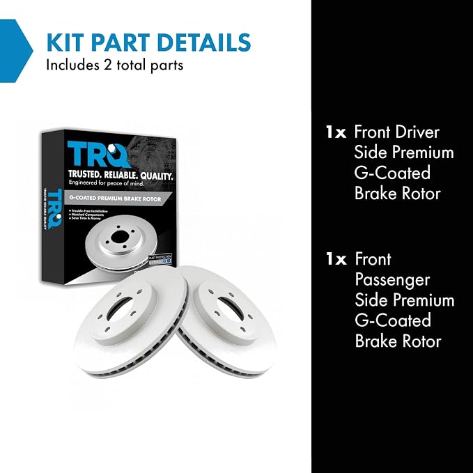 TRQ Front Brake Rotor Set G Coated Vented Compatible with 2005-2012 Ford Escape 2005-2011 Mazda Tribute 2005-2011 Mercury Mariner