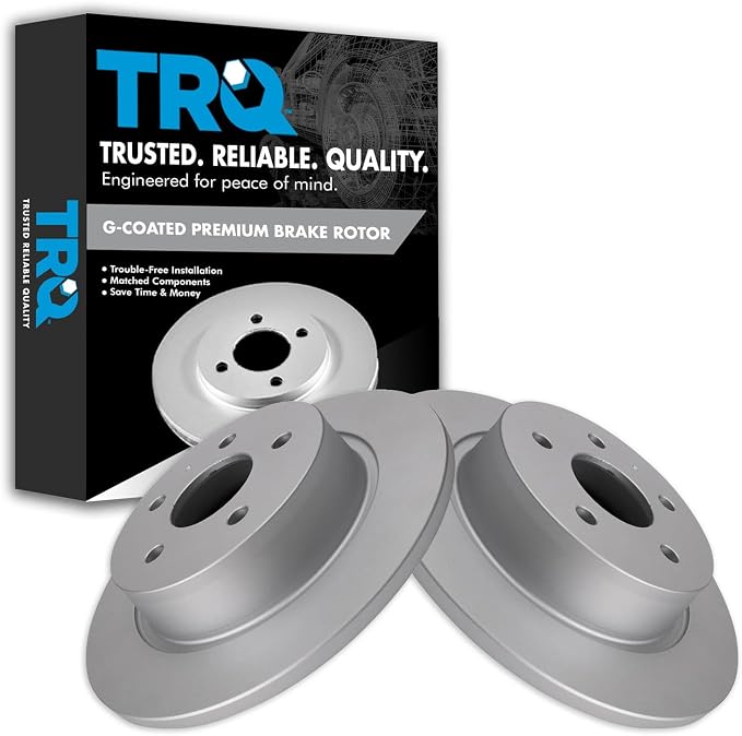 TRQ Rear Brake Rotor Set G Coated Solid Compatible with 2013-2018 Ford C-Max 2013-2016 Escape 2014-2018 Transit Connect