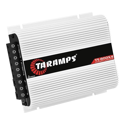 Taramps TS 800x4 1 Ohm Multichannel Stereo Amplifier 800 Watts Rms, 4 Channels, Full Range, Car Audio Amp Digital 2 Bridged Channel, Crossover High/Low Pass, with RCA and Automatic High Level Input