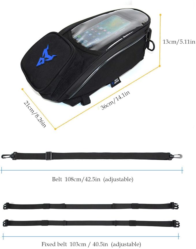 Naysku Motorcycle Tank Bag, 7Inch Touch Screen Motorcycle Bag Fuel Tank Magnetic Bag, Water-Repellent, Large Capacity and Multiple Compartments, for Outdoor Activities