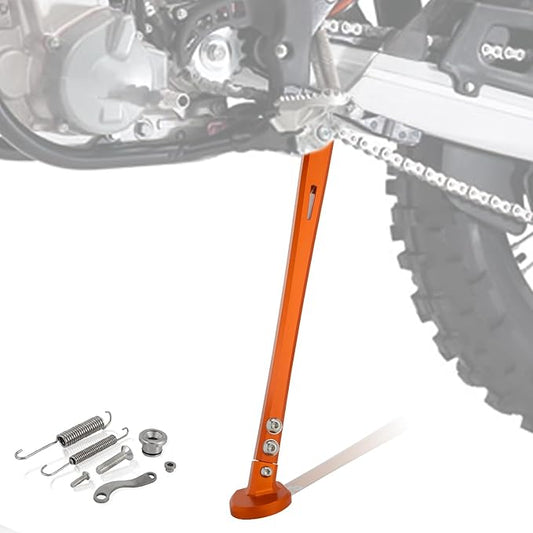 Motorcycle Kickstand Adjustable Foot Side Kick Stand for 150 200 250 300 350 400 450 500 505 530 EXC XC XCW XCF XCFW EXCF EXCR XCRW 2017-2023 Supermoto Enduro Motocross Orange