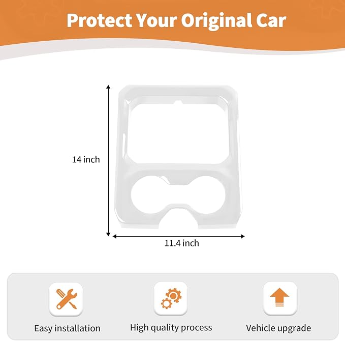 RT-TCZ for RAM Center Console Cup Holder Storage Box Trim Cover White for Dodge RAM 2018-Present White Interior Accessories