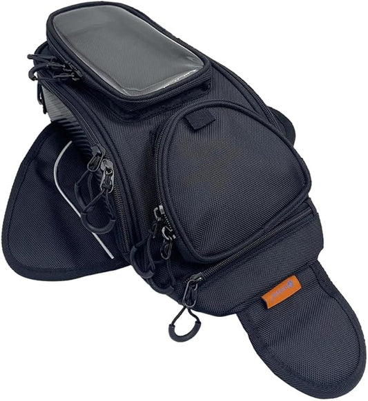 reygeak Motorcycle Tank Bag，Waterproof, with super magnetic thickened magnet Black 1680D PVC petrol tank bag, large window cell phone bag, suitable for Suzuki Kawasaki Honda Harley Yamaha.