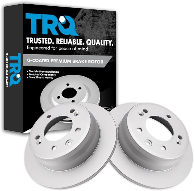 TRQ Rear Brake Rotor Set G Coated Solid Compatible with 2009-2012 Hyundai Elantra 2010-2015 Hyundai Tucson 2011-2016 Kia Sportage