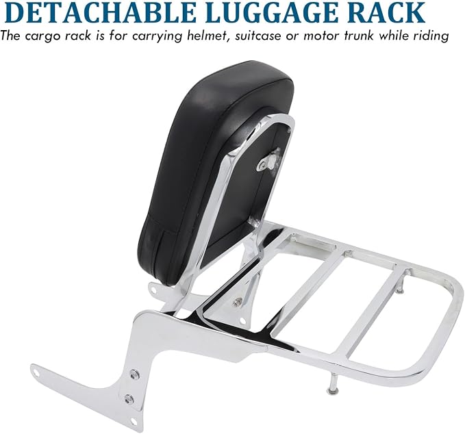 Passenger Sissy Bar with Luggage Rack Backrest for Honda Rebel 250 CMX250 CMX250C CA250 All Year, Chrome