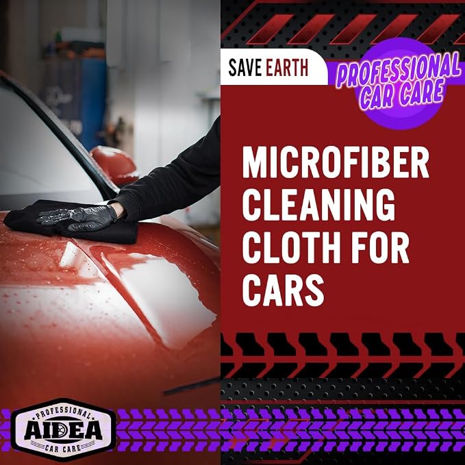 AIDEA Microfiber Cleaning Cloth Black 10PK, Microfiber Towels for Cars, Premium Wash Cloths, Dusting Cloth Lint Free Cleaning Rags for SUVs, House, Kitchen, Window, Cleaning Supplies12×12"