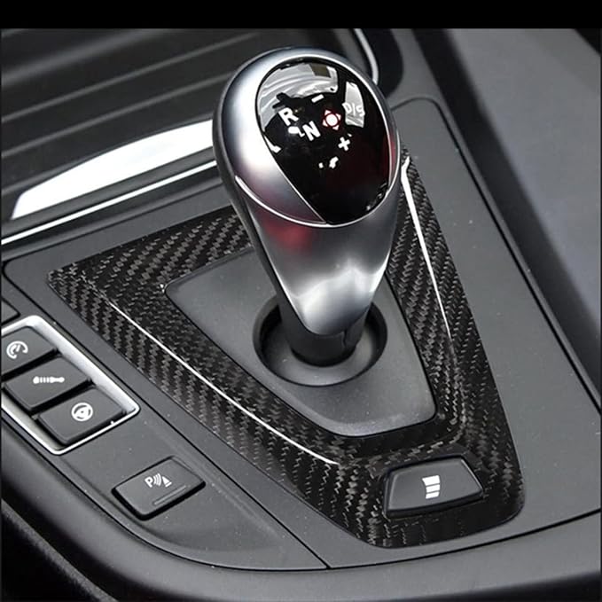 Fit for BMW F80 F82 M3 M4 2014 to 2019 Center Console Gearbox Decorative Panel Frame, Real Carbon Fiber Interior Accessories Gear Lever Panel Base Cover (LHD - Black Carbon)