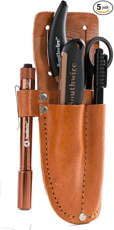 Southwire 59724340 ESP-KIT Electrician Splicing Kit with Boot Knife, ESP Scissors, LED Pen Light, Marking Pen, and Rugged Leather Pouch, Comfort Grip Handles, 1 Kit