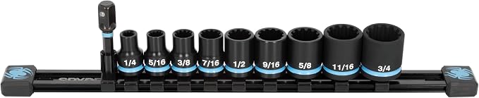Spyder 10-Piece 3/8-Inch Drive SAE Impact Socket Set with Adapter (19702)