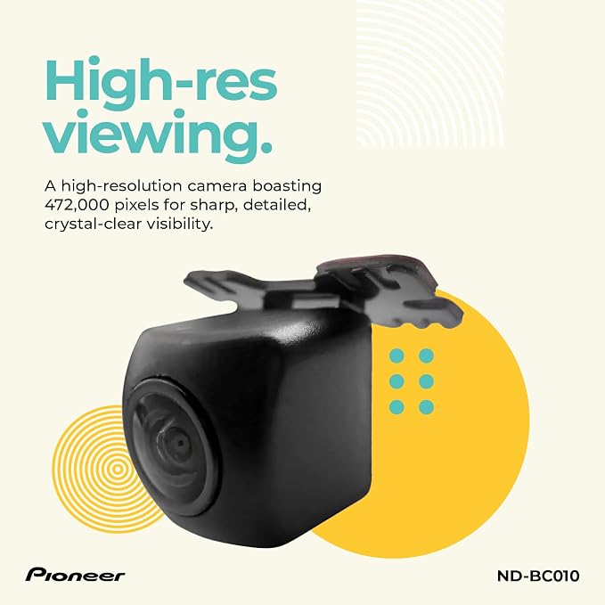 Pioneer ND-BC010 Rearview Camera - Universal Backup Camera, 155 Degree Wide Angle View, High Resolution Images, Clear Night Vision, Flexible Installation, Compatible with Pioneer in-Dash Receivers