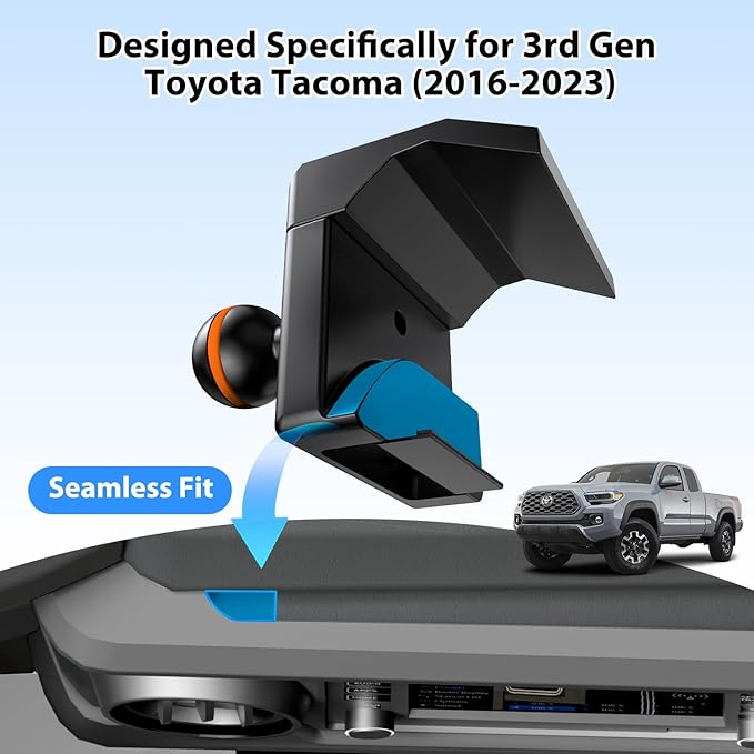 Phone Mount for Toyota Tacoma 2016-2023, 3rd Gen Tacoma Magnetic Dashboard Phone Holder Fit for All Smartphone 360° Adjustable, Metal Material, Compatible With MagSafe, Toyota Tacoma Accessories